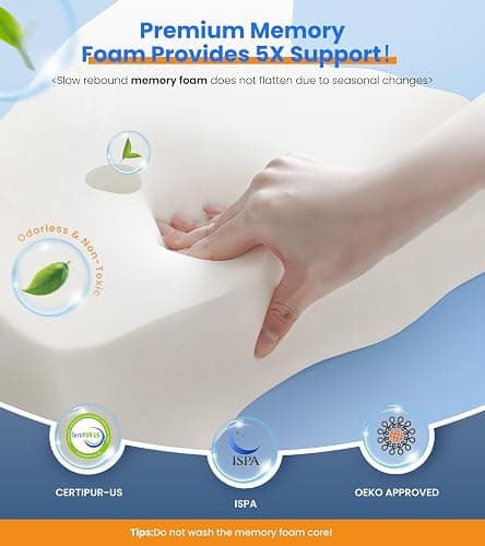 Ultra Pain Relief Cooling Pillow for Neck Support, Adjustable Cervical Pillow Cozy Sleeping, Odorless Ergonomic Contour Memory Foam Pillows, Orthopedic Bed Pillow for Side Back Stomach Sleeper - White - Queen thumbnail 6