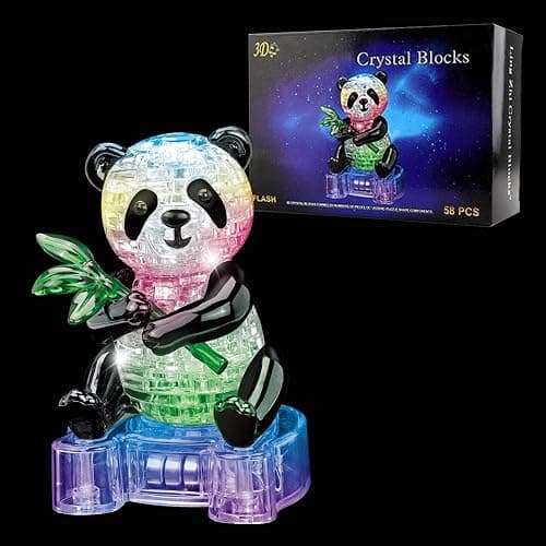 Coolplay 3D Crystal Puzzle Panda Gifts, Desk Toys with Light-Up Base 58 Pieces thumbnail 7