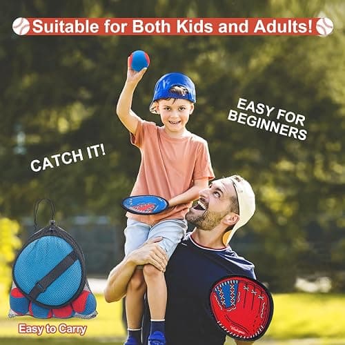 Toss and Catch Ball Game, Kids Toddler Baseball Glove & Catch Ball Toys, Kids Outdoor Games for Family, Toys for Beach Yard Outside, Birthday Christmas Gift for Ages 3 4 5 6 7 8-12 Year Old Boys Girl thumbnail 2