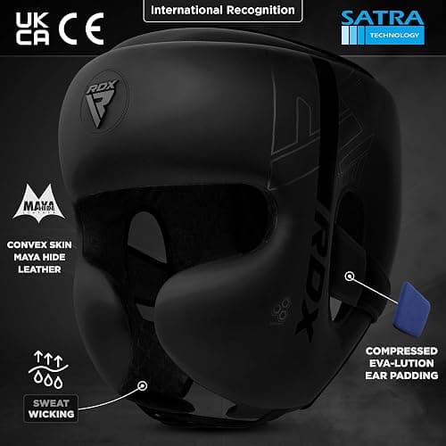 RDX Boxing Headgear, MMA Training, Adjustable Padded Kara,Muay Thai Headgear, Kickboxing, Sparring, Martial Arts, Karate, Taekwondo Helmet thumbnail 2