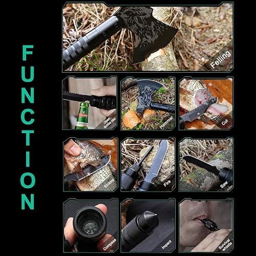 LIANTRAL Survival Camping Axe, Folding Tactical Axe Hatchet with Hammer, Nylon Sheath for Outdoor Adventures thumbnail 3