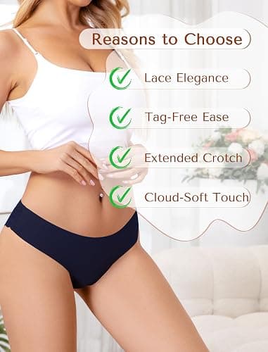voenxe Women Bikini Brief Underwear,Soft Comfy Lace Ladies Panty,Silky Sheer Hipster Panties,Low Rise Multipack Undies,5 Pack thumbnail 7