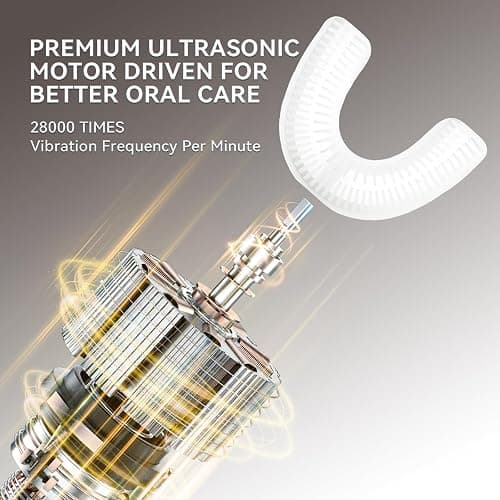 ELOTAME Ultrasonic Automatic Electric Toothbrush for Adults- U Shaped self Brushing Toothbrush, 360° Mouth Cleaning, 5 Modes for Whitening, IPX7 Waterproof Rechargeable (Light Gray) thumbnail 4