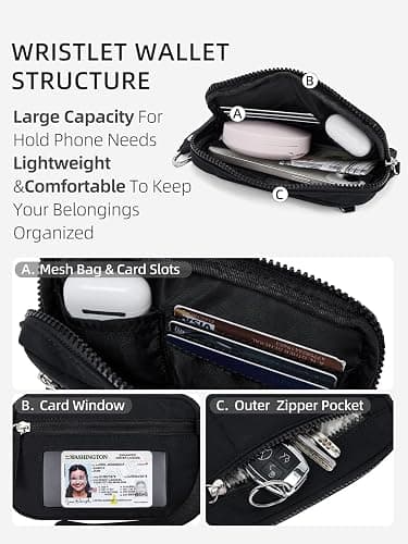 WESTBRONCO Wristlet Wallets for Women Nylon Quilted RFID Wallet with 3 Zipper Purse for Travel thumbnail 3