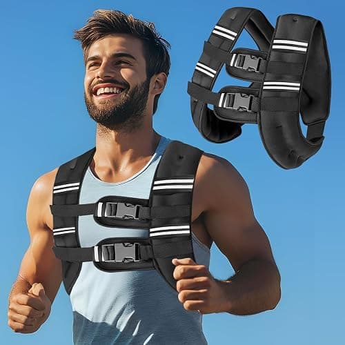 Zikopomi Weighted Vest Woman Man, 6lb/8lb/12lb/16lb/20lb/25lb/30lb Weight Vest with Reflective Stripes for Workout, Strength Training, Running, Fitness, Muscle Building, Weight Loss, Rucking Vest thumbnail 8