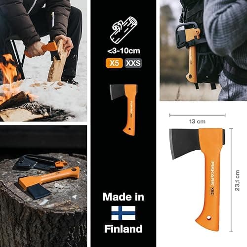 Fiskars Ascia da Taglio X5, Lunghezza: 23 cm, XXS, Nero/Arancione, 1015617 thumbnail 3