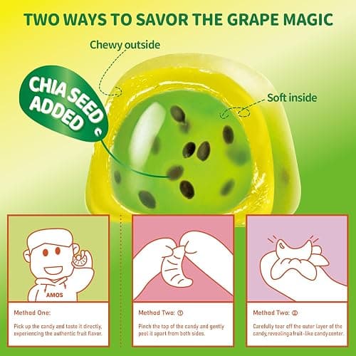 AMOS Peelerz Kiwi Gummy Candy, Peelable Naturally Flavored Fruit-Inspired Easter Candy, 8.47oz Box with 10 Individual Packs – Playful Kiwi Snack with Chia Seeds, Made with Real Juice thumbnail 6