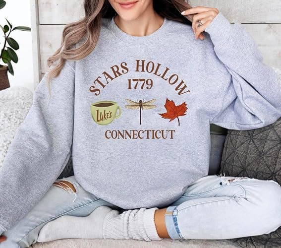Stars Hollow Connecticut Crewneck Sweatshirt - Fall Vibe Sweater for Fans thumbnail 2
