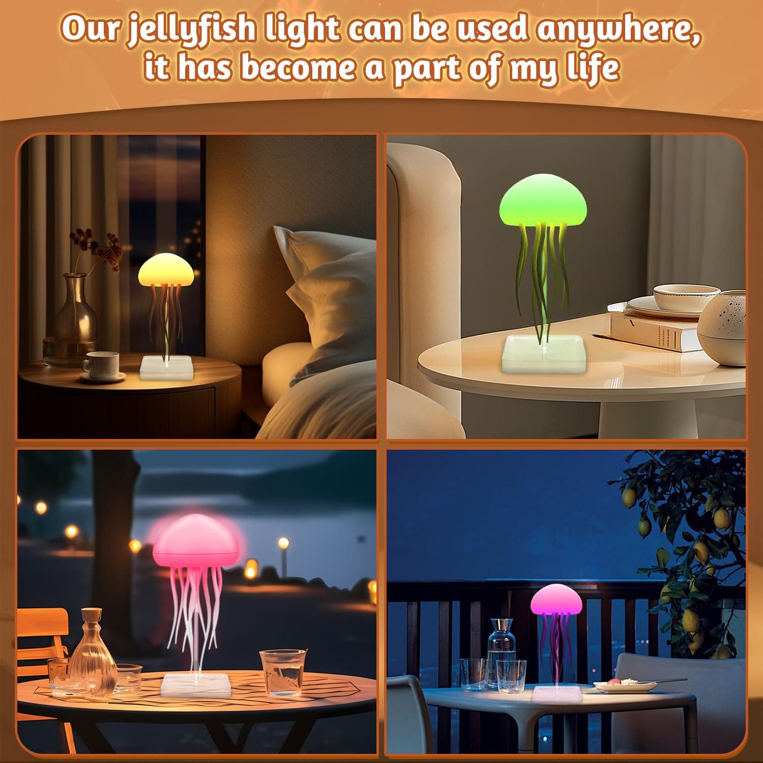 Vibbang Intelligent LED Jellyfish Night Light, Voice Control, Rechargeable, Mood Light for Decoration (A) thumbnail 5