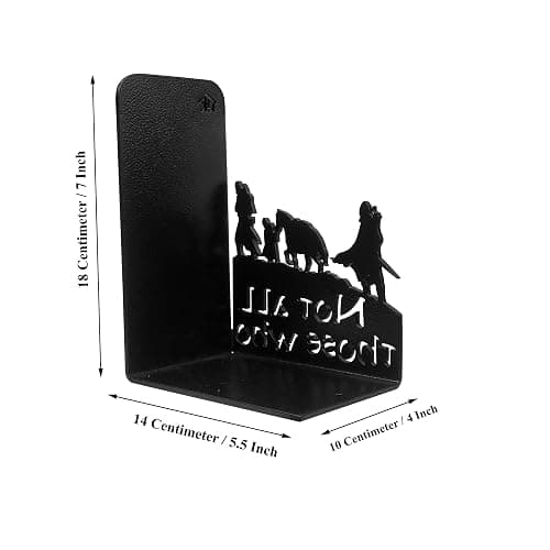 HeavenlyKraft Decorative bookends for Shelves, Heavy Metal Bookends, Unique Bookends, Non Skid Book Ends, Book Stopper for Home/Office Decor/Shelves, 7 X 5.51 X 4 in/Piece (with Quote on Product) thumbnail 2