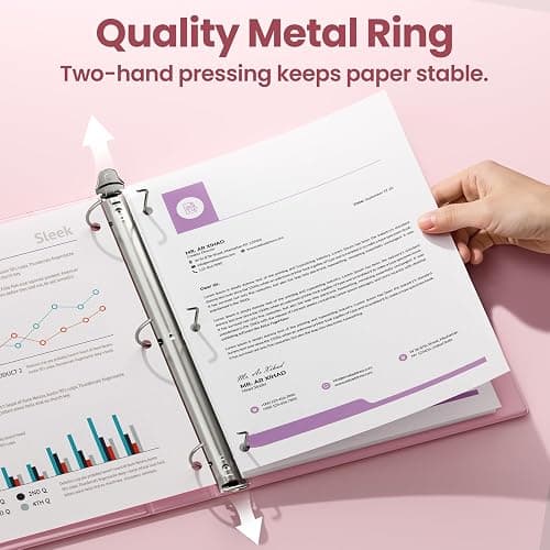 SUNEE 3 Ring Binder 3 Inch D Ring, Clear View Binder Three Ring PVC-Free (Fit 8.5x11 Inches) for School or Office Supplies, Pink, 2 Pack thumbnail 3