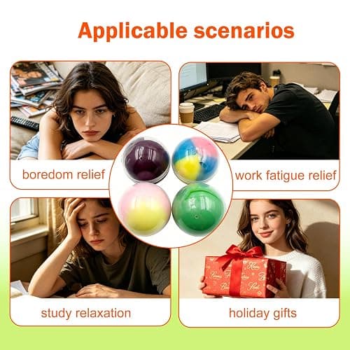 4 Pack Wax Cracking Squishy Stress Balls, Crunchy Crackable ASMR Fidget Sensory Toys, Dreamy Swirl Colors, 2.75 Inch, Fun for Anxiety Relief thumbnail 6