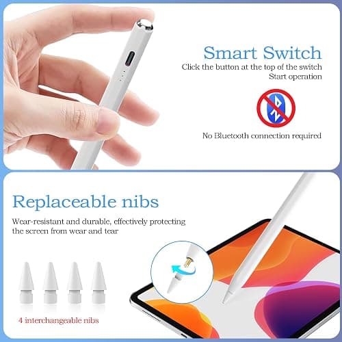 Apple Stylus Pen for iPad Pro/Air/Mini, Compatible with iPad 2018-2024, Fully Charged in 13 Mins, Palm Rejection, Magnetic, Sensitive thumbnail 6