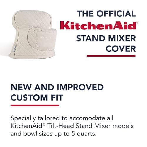 KITCHENAID Fitted Tilt-Head Stand Mixer Cover with Storage Pocket, Quilted 100% Cotton,14.4"x18"x10", Milkshake thumbnail 7