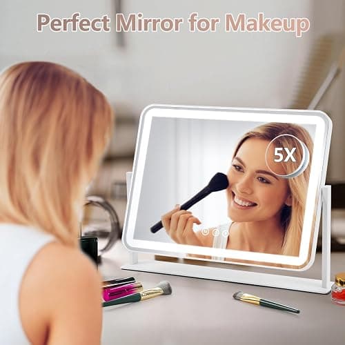 ViKert Vanity Mirror with Lights 5X Magnification Spot Mirror, Makeup Mirror with Lights, Lighted Makeup Mirror with 3 Color Lighting Modes, Dimmable thumbnail 6