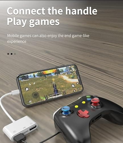 Lightning to USB Adapter OTG Cable Connector for iPhone Apple Splitter 13 12 11 mini Pro Max X Xs Ipad Male Converter and Charger Charge Female Port Camera Keyboard Mouse Adaptador para HUB Charging thumbnail 5