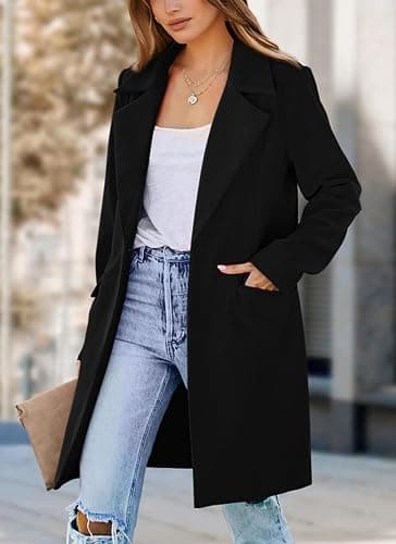 PRETTYGARDEN Women's 2025 Spring Fall Long Blazer Jackets Long Sleeve Lapel Pockets Loose Fit Work Casual Blazers Outerwear thumbnail 7
