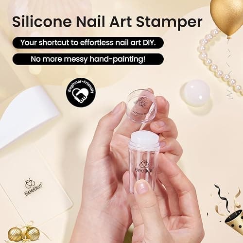 Beetles Nail Stamp 3Pcs Silicone French Tip Nail Stamp Kit with Replacement Nail Stamper Heads and Scrapers Soft Silicone Nail Printing Tool for Home Manicure Diy Nail Art Salon Gifts for Girls thumbnail 7