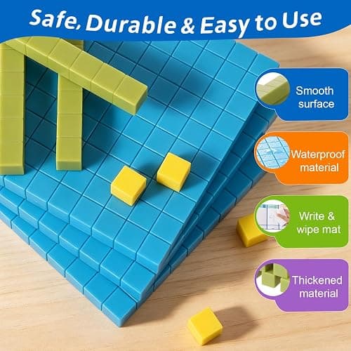 Ysglory 149Pcs Base Ten Blocks Set Math Manipulatives | Place Value Chart Color-Coded Plastic Math Cubes Counting Blocks to Help Educate Children Starting School Teachers thumbnail 3