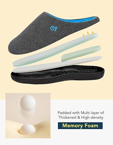VeraCosy Men's Two-Tone Memory Foam House Slippers Indoor Outdoor Durable Rubber Sole thumbnail 6