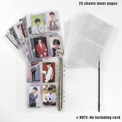A5 Photocard Binder with 25 Pcs Inner 6 Ring, Clear K-Pop Korean Pop Photocard Holder Binder Book, 4 Photo Style Photo Card Album 1 Set with 1 Letter Sticker thumbnail 4