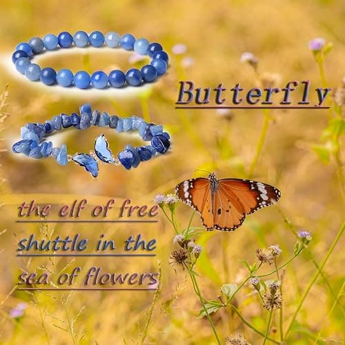 DUQGUHO 2Pcs Butterfly Bracelets for Women Healing Crystals Bracelets for Women Natural Gemstone Bead Bracelet Cute Butterfly Charm Bracelet Stretch 8mm Crystal Jewelry Gifts for Women thumbnail 4