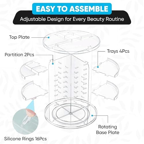 UZHNOE 360° Rotating Makeup Organiser With 7 Adjustable Layers – Skincare Organiser & Vanity Storage Holder for Cosmetics, Perfume, and Dressing Table Storage (Transparent) thumbnail 6