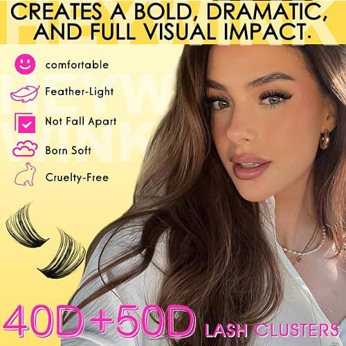 HEYWINK DIY Lash Extension Kit Volume Lash Clusters 40D+50D Individual Lashes Lash Clusters Kit Thick Eyelash Extension Kit Thin Band Lashes Cluster Lash Bond and Seal Tweezers(40D+50D 10-18MM Kit) thumbnail 3