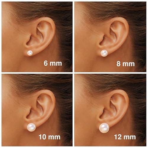 EFTKOY 18K Gold Plated 925 Sterling Silver Shell Pearl Stud Earrings,Hypoallergenic to Sensitive Ears thumbnail 6