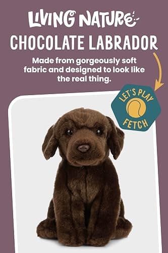 Living Nature Chocolate Labrador Soft Toy – 20cm Brown Realistic Cuddly Dog Plush – Stuffed Animal Gift for Kids & Dog Lovers thumbnail 3