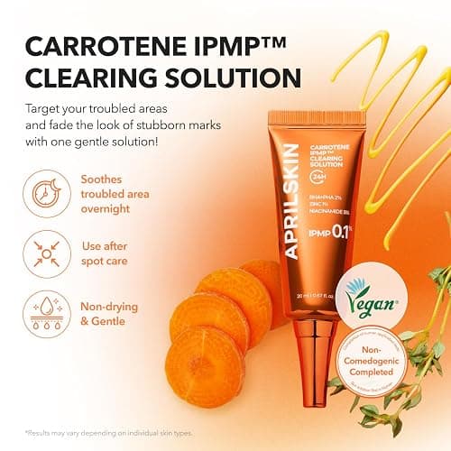 APRILSKIN Carrotene IPMP™ Clearing Solution || Quickly soothes troubled areas and helps clear blemishes | Formulated with BHA, AHA, Niacinamide & Zinc Oxide | Vegan, Cruelty-Free (0.67fl.oz.) thumbnail 3