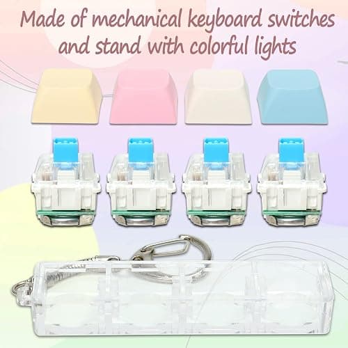 Keyboard Fidget Toys for Adults Keyboard Clicker with LED Light Keychain Fidget Sensory Fun Toys for Anxiety Decompression (Macaroon1, 4 in 1) thumbnail 4