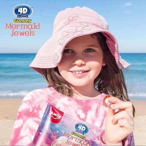 Amos 4D Gummy Candy Mermaid Jewels Fruity Filled, Soft Center Jelly-filled Seashell Candy, Raspberry Flavor Christmas Candy (9oz Pack) pink thumbnail 6
