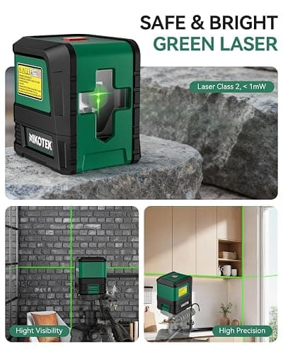Nikotek Laser Level, Self-leveling Green Line Laser With Horizontal and Vertical Lines for Construction and Picture Hanging, Battery Included thumbnail 6