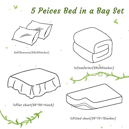 NTBAY Twin Comforter Set with Sheets, 5 Pieces Soft and Breathable Twin Bedding Set, Twin Bed in a Bag, Down Alternative Comforter Set Solid Color All Season, Kids Bedding Set, Light Grey thumbnail 4