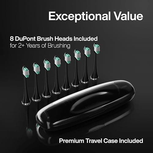 Aquasonic Black Series Ultra Whitening Toothbrush – ADA Accepted Electric Toothbrush- 8 Brush Heads & Travel Case – 40,000 VPM Electric Motor & Wireless Charging - 4 Modes w Smart Timer thumbnail 5