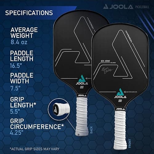 JOOLA Ben Johns Hyperion Pickleball Paddle - Select Raw Carbon Surface or Carbon Abrasion Surface for Increased Power and Spin - Elongated Grip Handle - Carbon Fiber Pickleball Paddle - USAP Approved thumbnail 5