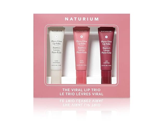 Naturium The Viral Lip Trio - Phyto-Glow Lip Balm With Shea Butter & Squalane, Sheer Tinted Colour, Clear, Petal, Jam, 3 x 10 ml - Image 1