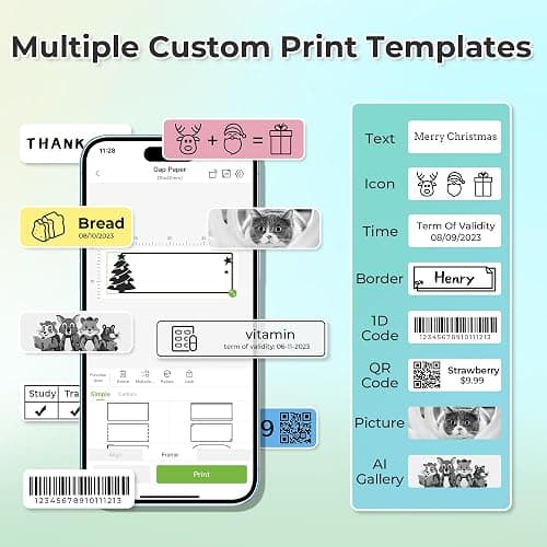 Nelko Label Maker Machine with Tape, P21 Bluetooth Label Printer, Wireless Mini Label Makers with Multiple Templates for School Office Home, White thumbnail 3