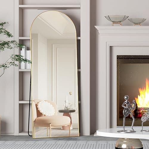 NEUWEABY Full Length Mirror, 56"x16" Arch Floor Mirror with Stand, Gold Arched Full Body Standing or Leaning Mirror for Bedroom, Living Room thumbnail 3