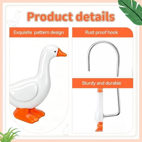 Qunclay Goose 12 Pcs Shower Curtain Hooks Stainless Steel Decorative Fun Shower Hangers Rings for Bathroom Decoration thumbnail 3