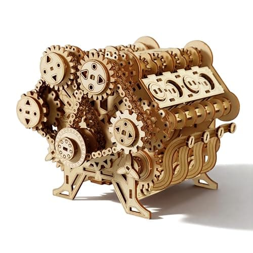 3D Puzzles for Adults - Wooden V8 Engine Model Kit, 3D Puzzle Model Engine Kit with Working Motor, DIY Kits Hobbies for Men for Men, Teen (591 Pcs) - Image 1