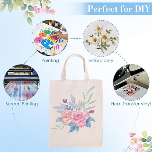 TATOTUTOTA Canvas Tote Bag Bulk 24 Pack Sublimation Tote Bags, Lightweight Medium Reusable Grocery Shopping Cloth Bags for Heat Transfer Vinyl(13.7x15in) thumbnail 4