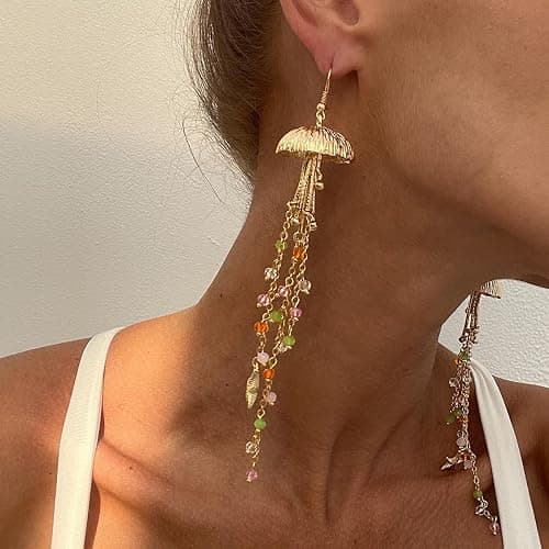 BOOZIQ Gold Starfish Earrings for Women Sea Shell Earrings Summer Beach Long Dangle Drop Earring Ocean Themed Dangling Earring Boho Beach Mermaids Jewelry thumbnail 2