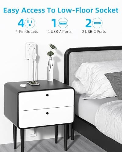 Electrical Outlet Extender Stick with USB Ports(2 USB C), 180° Rotating Extendable Wall Plug with 4 AC Outlet, Adjustable 17.7"-27" Extendable Power Strip Stick for Behind Couch, Desk and Bed thumbnail 4