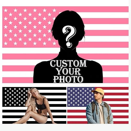 Custom Pink American Flag Personalized American Flag Themed Wall Decor Banner For Room Customizable To Add Your Photos Or Text.Size(2x3/3x5/4x6/5x8ft) - Image 1