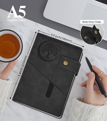 PAIBAS Blank Journal Notebook, A5 Hardcover Leather Sketchbook with 200 Pages Thick Blank Paper for Men Women, Unlined Drawing & Writing Journal, 5.9" x 8.4" Plain Notebook (black) thumbnail 2