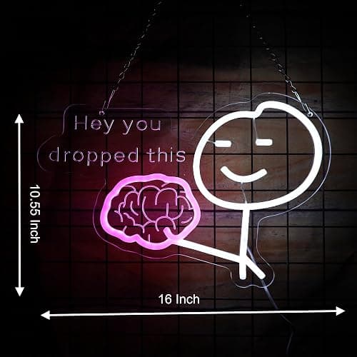 LED Brain Neon Sign Funny You Drop This Neon Light Funny Neon Signs for Man Room Decor office Decor Birthday Gifts 15.7 * 10.3 In thumbnail 3