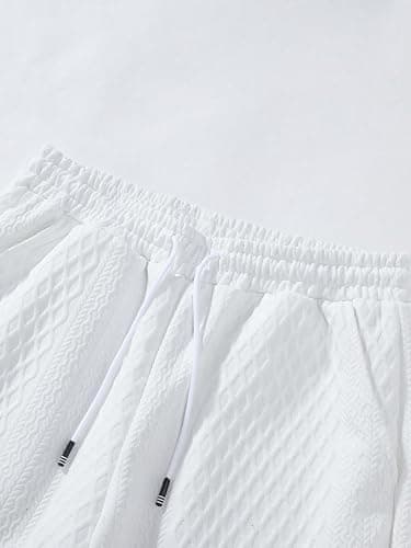 GORGLITTER Men's 2 Piece Outfits Waffle Knit Button Down Shirt Top and Shorts Set thumbnail 3