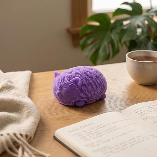 Nee - Doh Cool Cat Squeeze Squishy, Cute Cat Stress Fuzz Ball, Slow Rise Sensory Fidget Balls,Sensory Stress Ball Relief (Purple) thumbnail 2